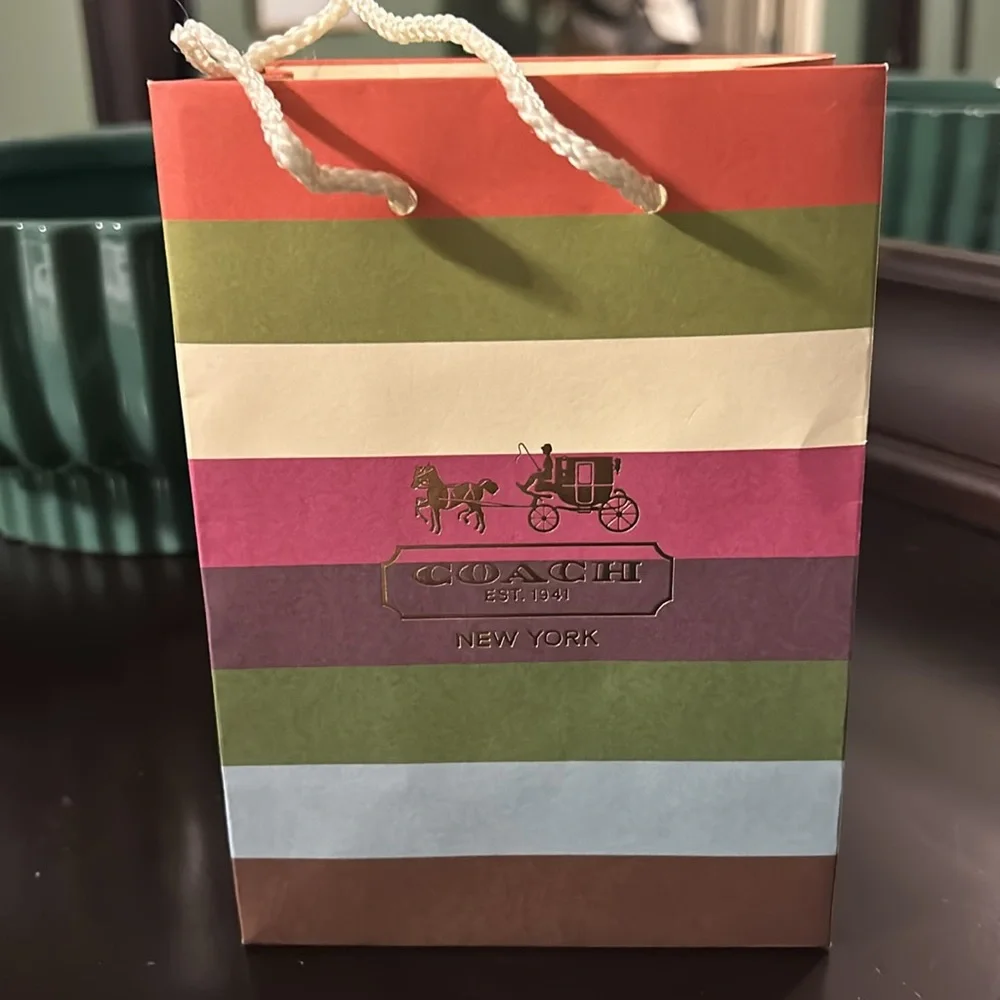 Striped Coach gift bag. Fits wristlet. - Picture 2 of 3